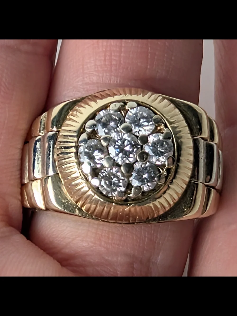Two Tone 14k Men's Rolex 0.5 carat diamonds   Cluster Ring 9.3gr heirloom sz 9.5